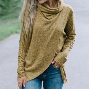 Softest Sweater Wrap Top - Mustard